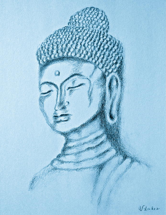 Blue Buddha Drawing by Victoria Lakes
