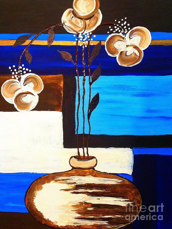 Blue Buds Floral Painting by Saundra Myles