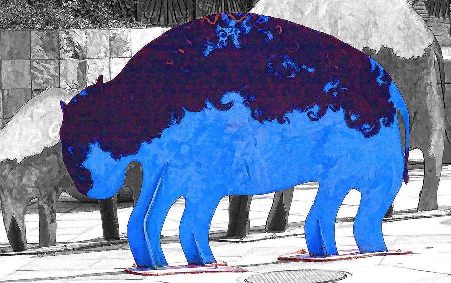 Buffalo Digital Art - Blue Buffalo by Audreen Gieger
