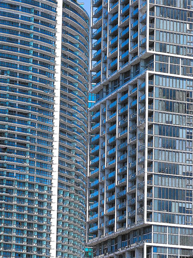 Blue Buildings Miami Photograph by Strangefire Art       Scylla Liscombe