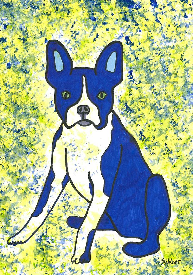 Blue Bulldog Painting by Susie Weber