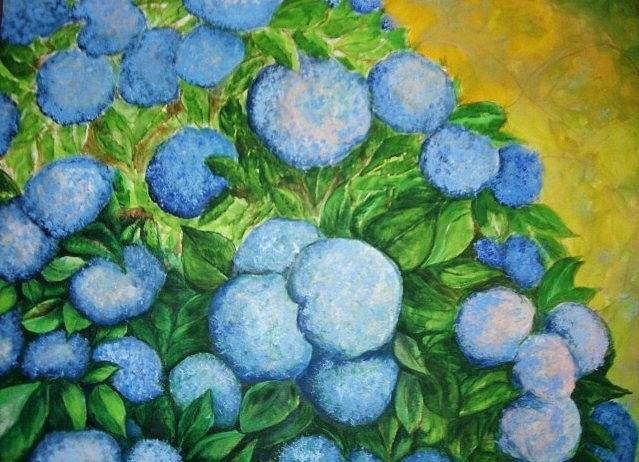 Blue Bush Painting by Rae Chichilnitsky