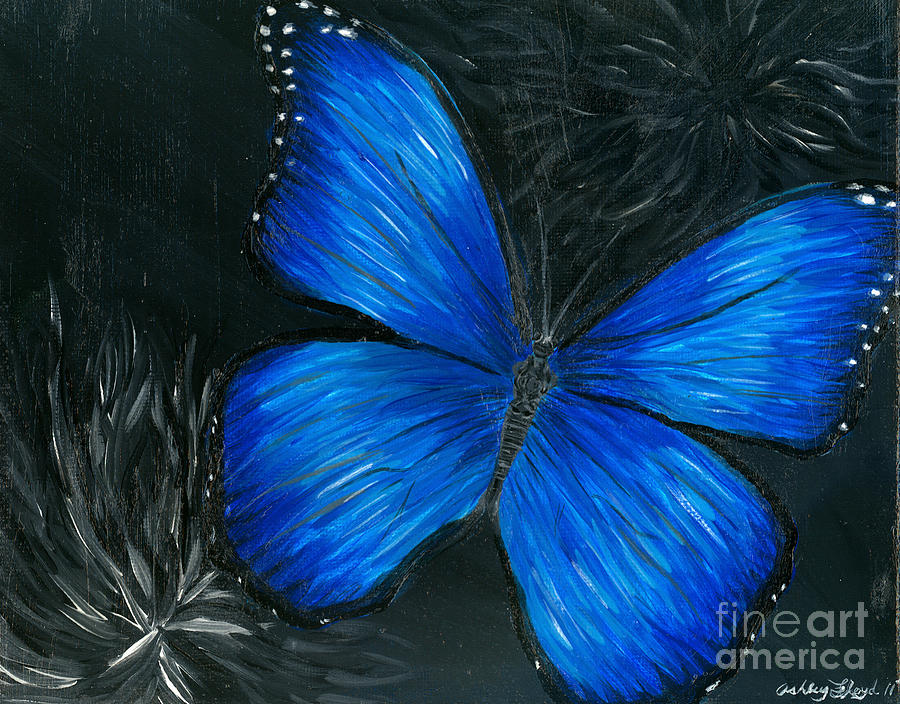 Blue Butterfly Painting by Ashley Floyd - Fine Art America