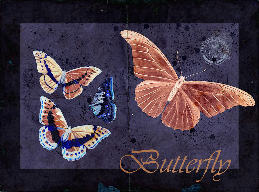 Butterfly Digital Art - Blue Butterfly Etc - s044a by Variance Collections