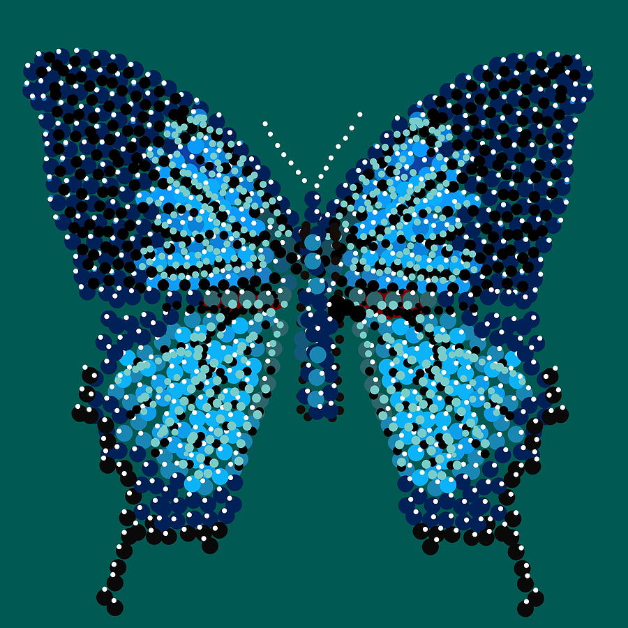 Blue Butterfly Green Background Digital Art by R  Allen Swezey