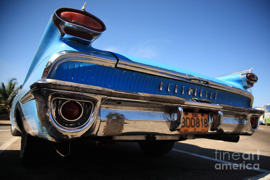Vintage Photograph - Blue car bumper Havana by Deborah Benbrook