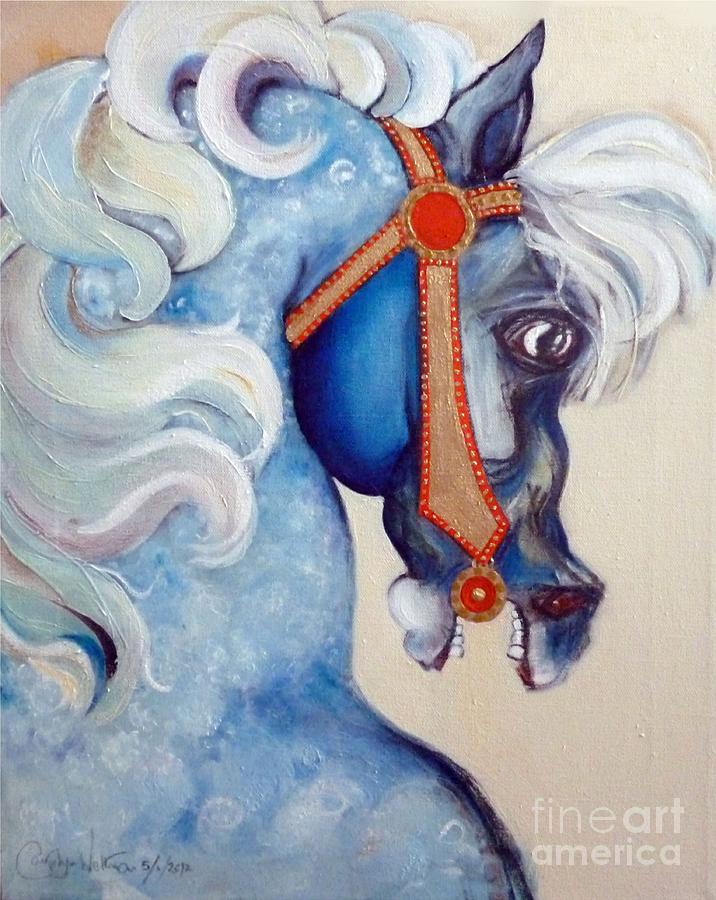 Blue Carousel Painting by Carolyn Weltman