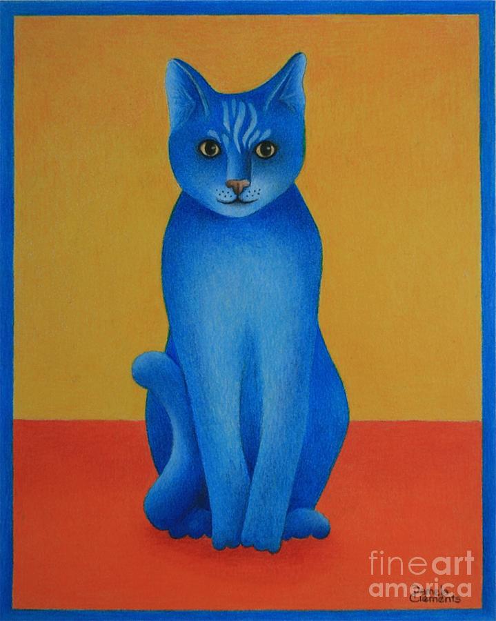 Blue Cat Painting by Pamela Clements