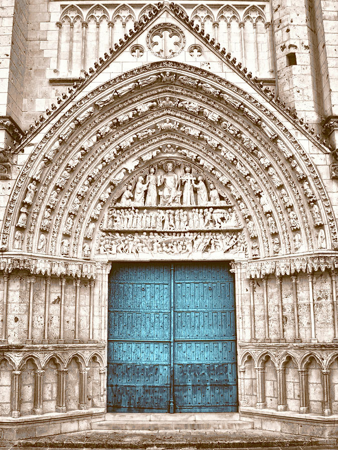 Blue Cathedral Door Poitiers Photograph by Menega Sabidussi