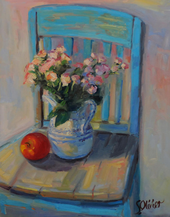 Still Life Painting - Blue Chair by Shelley Hagmaier