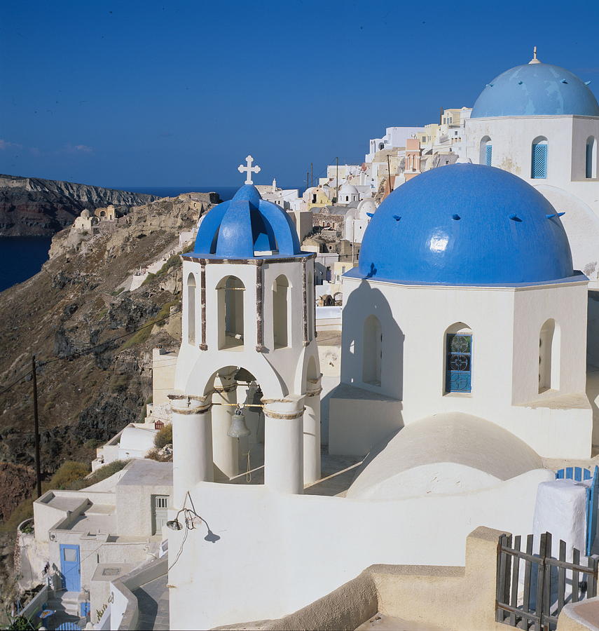 Blue Church Domes in Santorini Photograph by William Armstrong - Fine ...