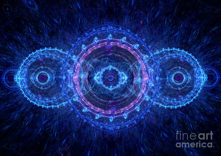 Abstract Digital Art - Blue circle fractal by Martin Capek