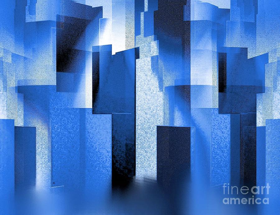 Abstract Digital Art - Blue City by John Krakora