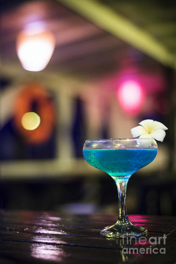 Blue Cocktail Drink In Dark Bar Interior Photograph by JM Travel Photography