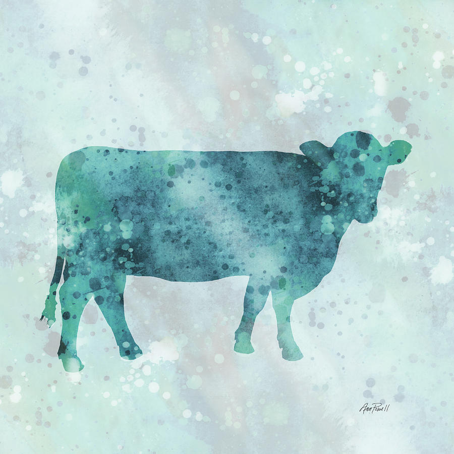 Blue Color Splash Cow Digital Art by Ann Powell