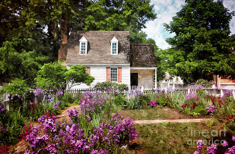 Flower Painting - Blue Cottage by Shari Nees