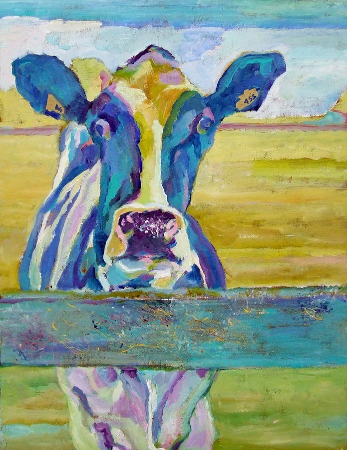 Blue Cow Mixed Media by Janet Ashworth - Fine Art America