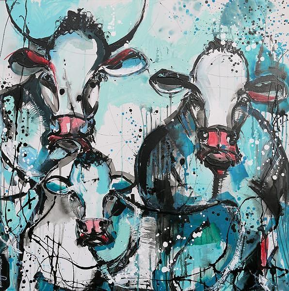 Blue Cows With Pink Noses Painting By Irina Rumyantseva Fine Art America