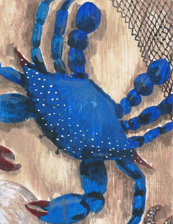 Blue Crab and Fishing Net by Stephany Elsworth