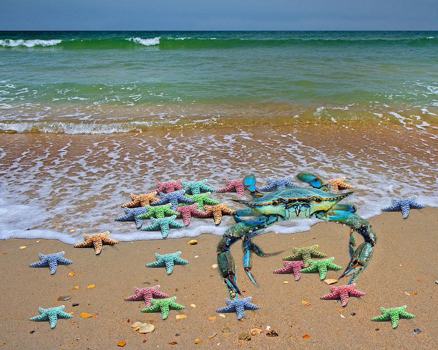 Fish Digital Art - Blue Crab Pastel Paradise by Betsy Knapp