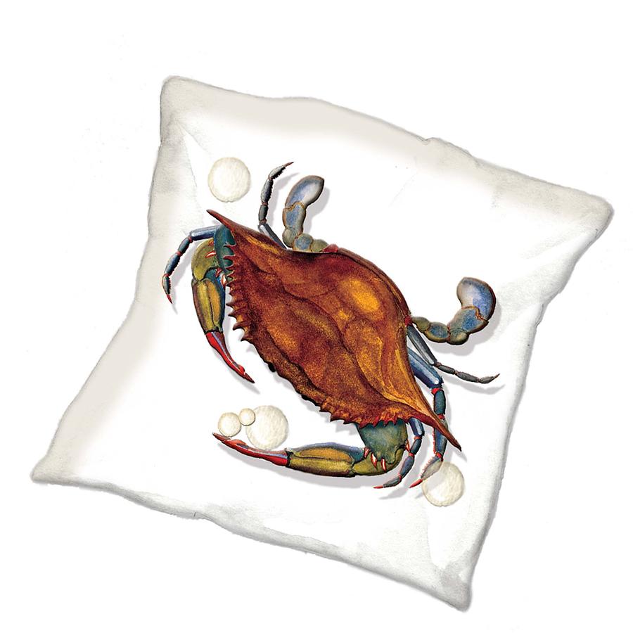 Blue Crab Pillow Painting by Anne Beverley-Stamps