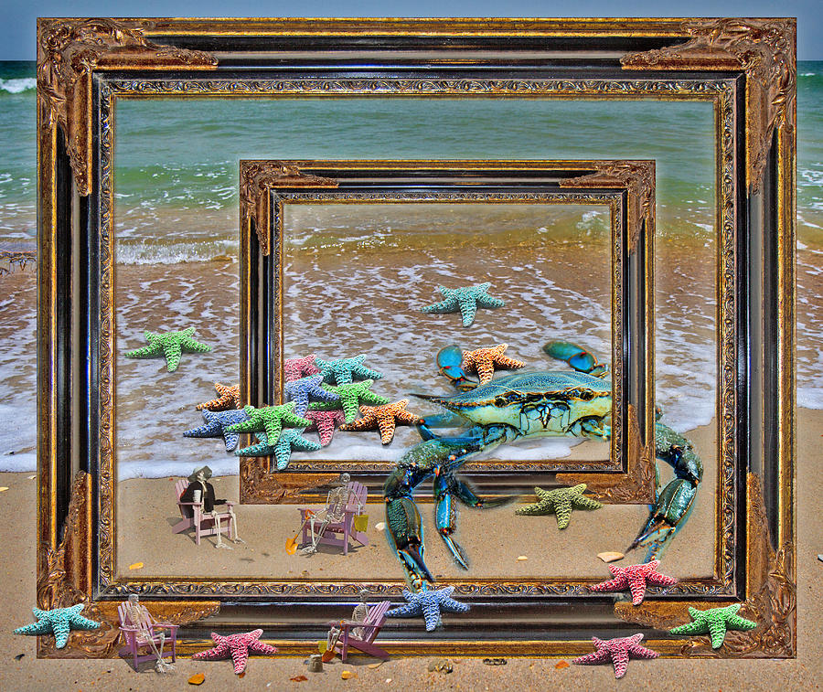 Fish Digital Art - Blue Crab Stars by Betsy Knapp