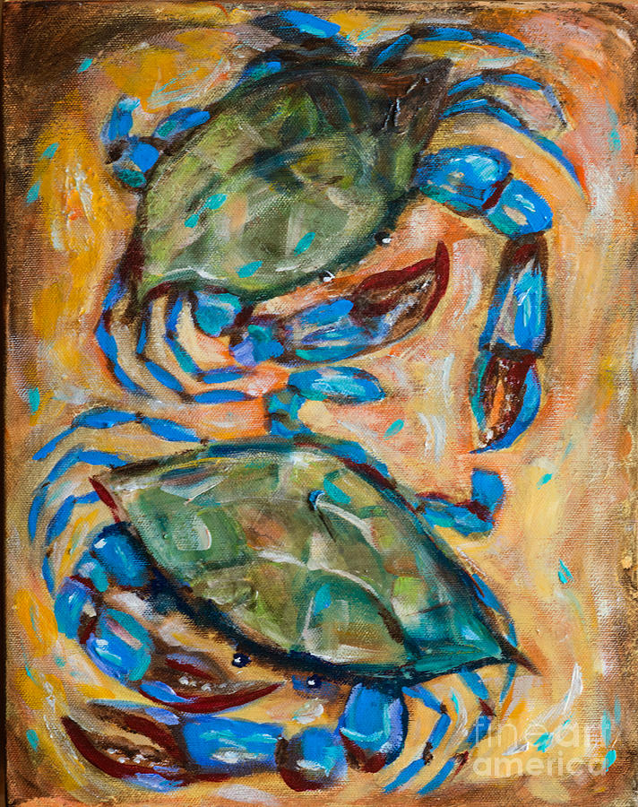 Blue crabs Painting by Linda Olsen