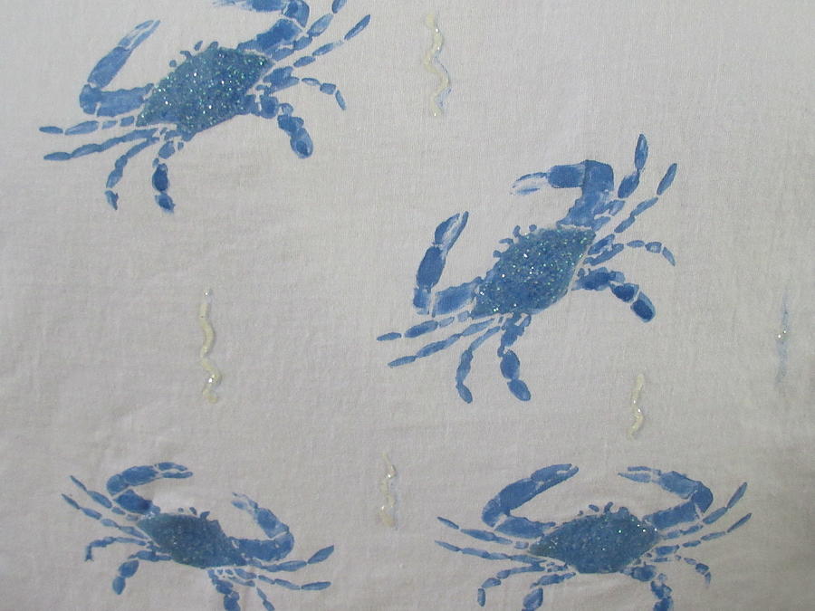 Blue Crabs on Sand Painting by Ashley Goforth