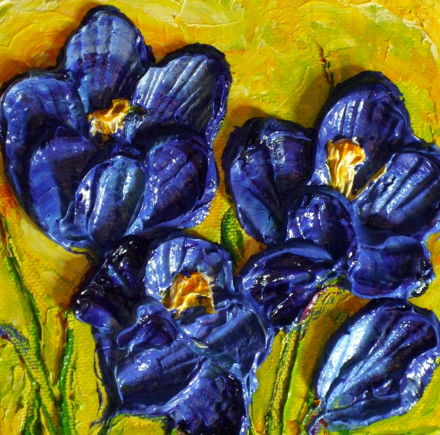 Blue Crocuses Painting by Paris Wyatt Llanso