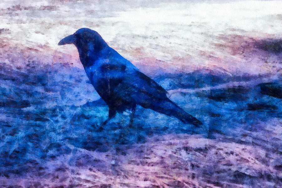 Crow Mixed Media - Blue Crow by Priya Ghose