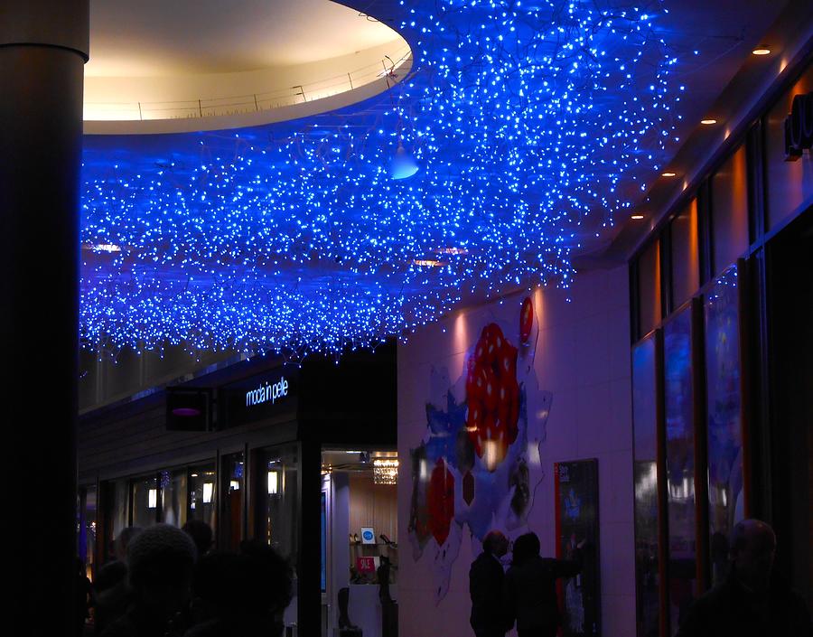Blue Crystal Lights at Liverpool One Photograph by Joan-Violet Stretch