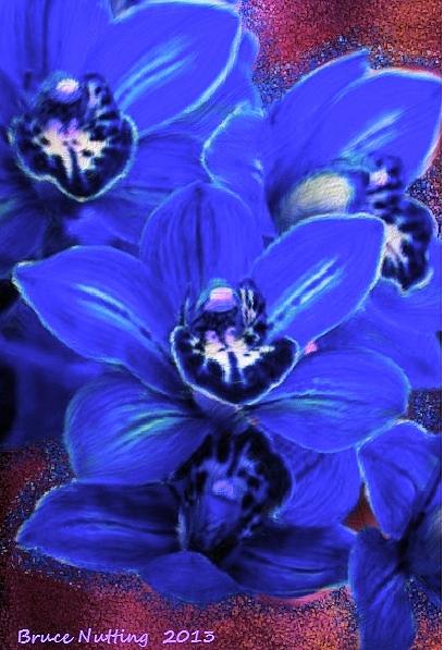 Flowers Still Life Painting - Blue Cymbidiums by Bruce Nutting