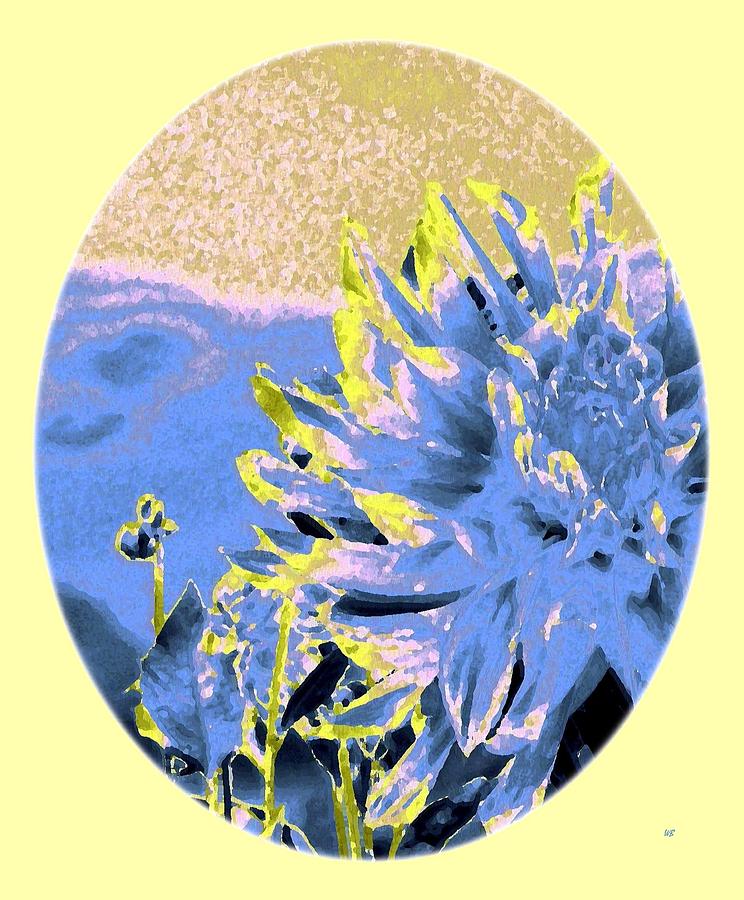 Unique Digital Art - Blue Dahlia Watercolor by Will Borden