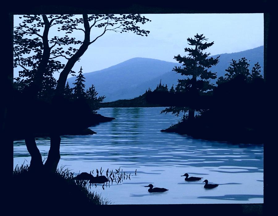 Blue Dawn on Lake George Mixed Media by Linda Seifried