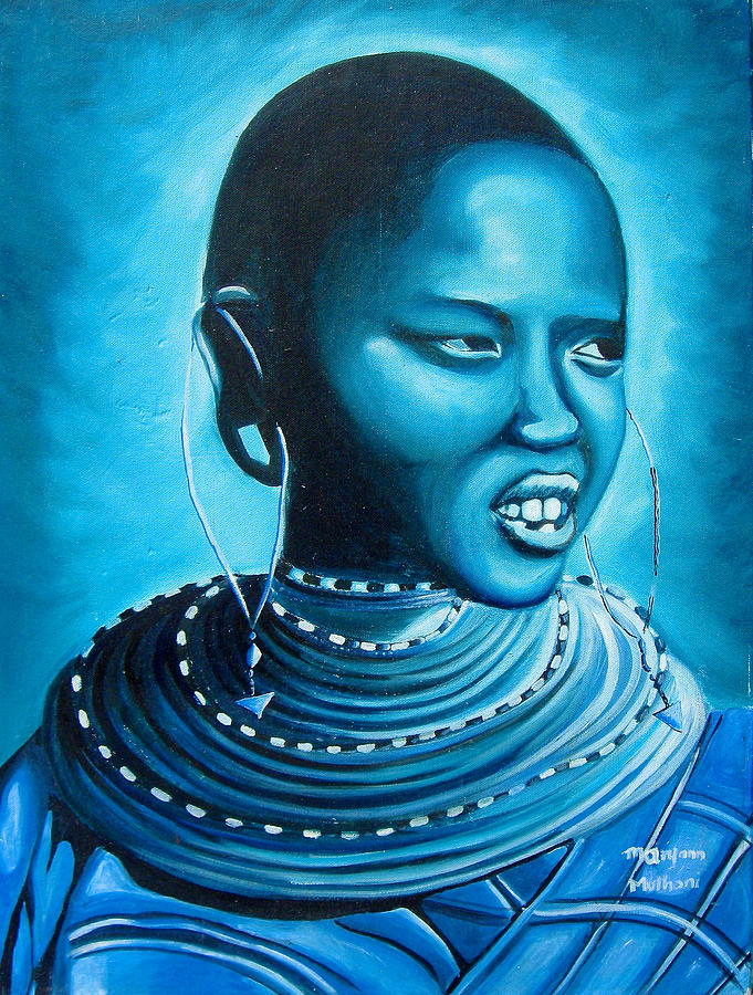Blue Day Painting by Maryann Muthoni