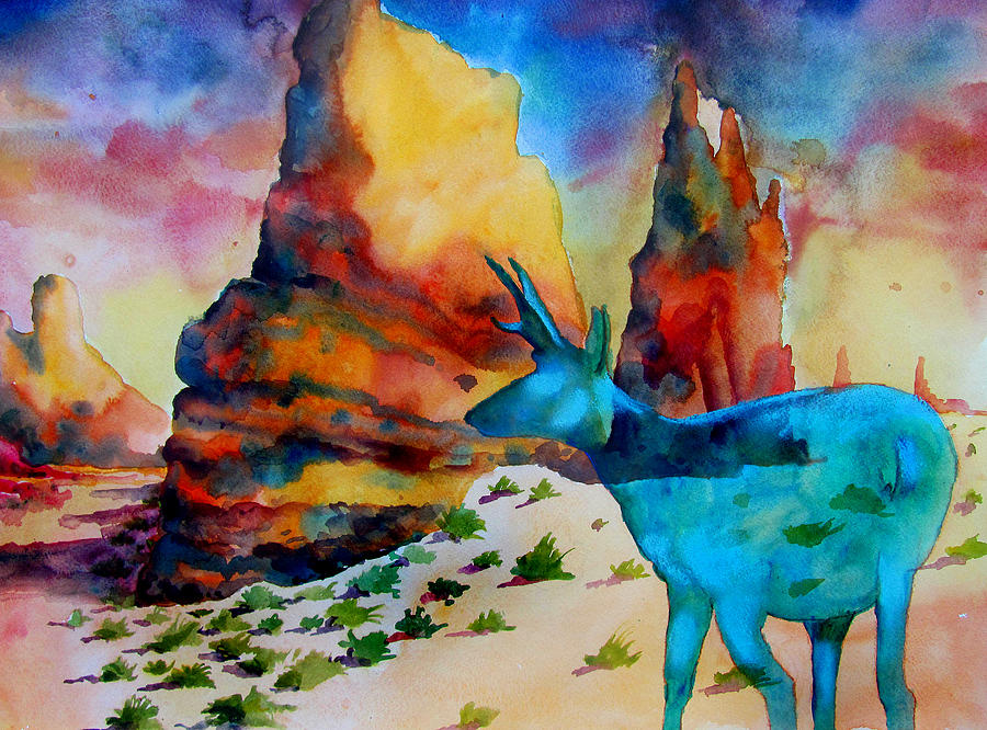 Blue Deer Painting by James Huntley