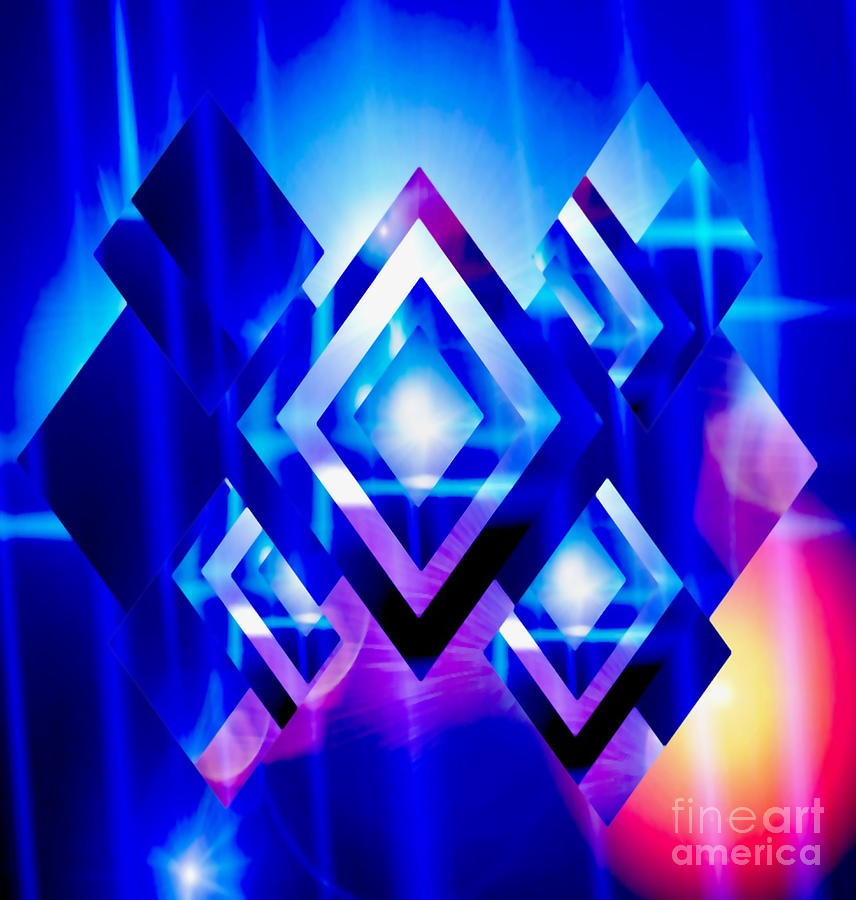 Standard Digital Art - Blue Diamonds by Gayle Price Thomas