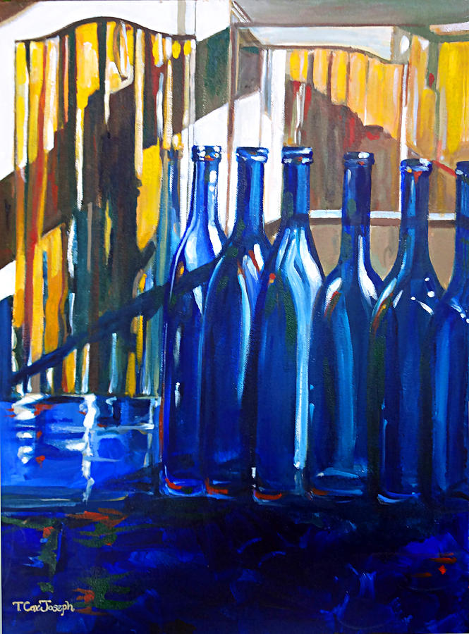 Wine Painting - Blue Dog Blue Nun by Terry Cox Joseph