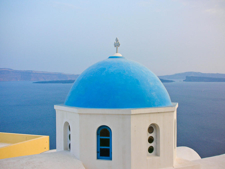 Blue Dome of Santorini Photograph by Guy Whiteley
