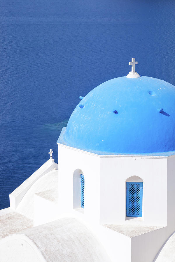 Blue Domed Church And Sea, Santorini Photograph by Matteo Colombo