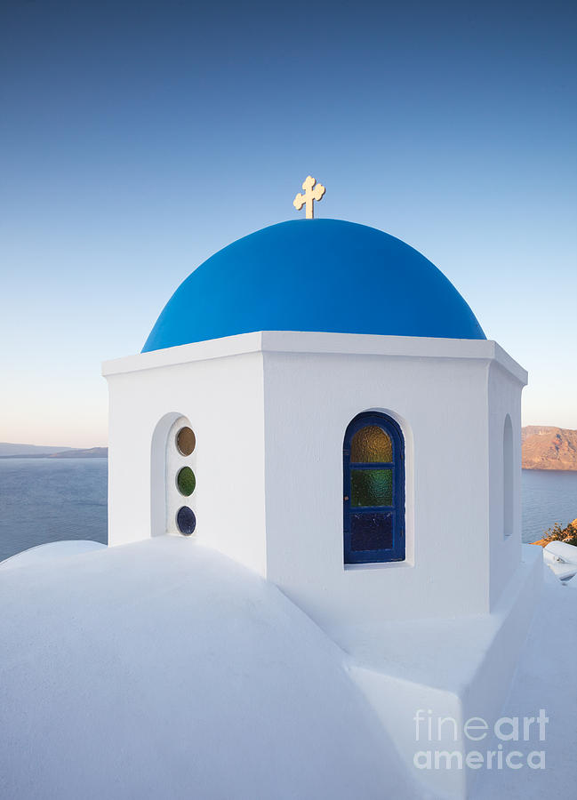 Blue domed church in Oia Santorini Greece Photograph by Matteo Colombo