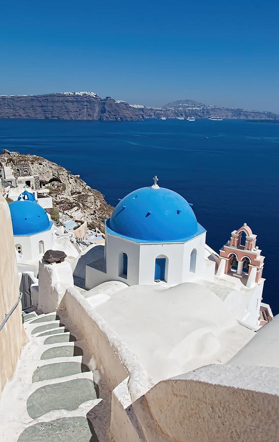 Blue Domes Of Santorini Photograph By Anthony Festa Pixels