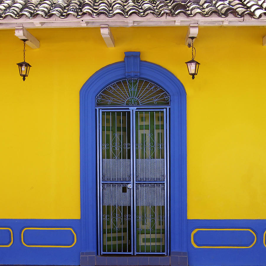 Door Photograph - Blue Door at Granada Nicaragua by Kurt Van Wagner