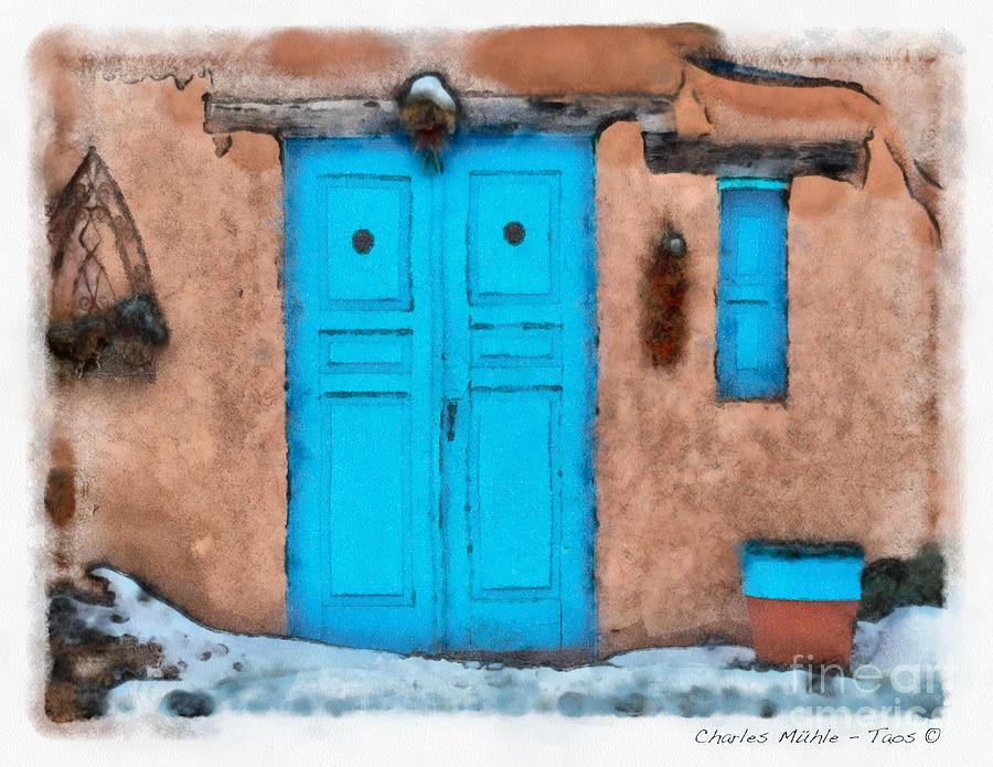 Blue Door Mixed Media by Charles Muhle