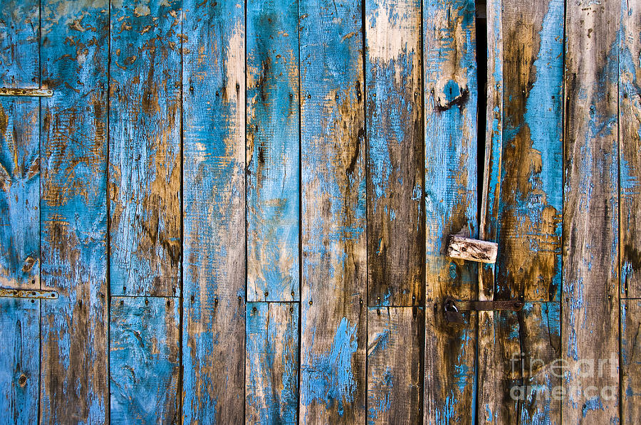 Abstract Photograph - Blue door by Delphimages Photo Creations