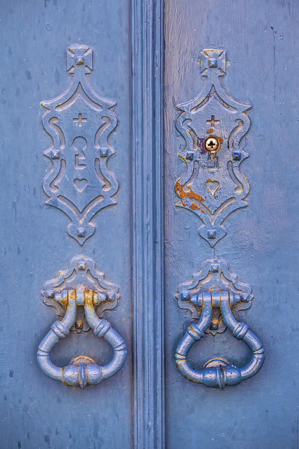 Blue Door Knockers Photograph by David Letts