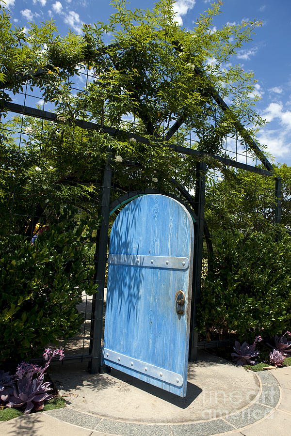 Garden Photograph - Blue Door to Childrens Garden Huntington Library by Jason O Watson