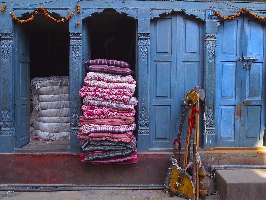 Kathmandu Photograph - Blue doors in Kathmandu by Cathy Dutchak