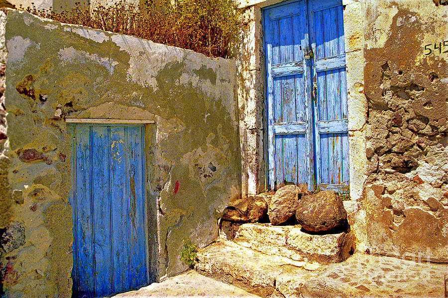 Blue Doors Of Santorini Photograph by Madeline Ellis