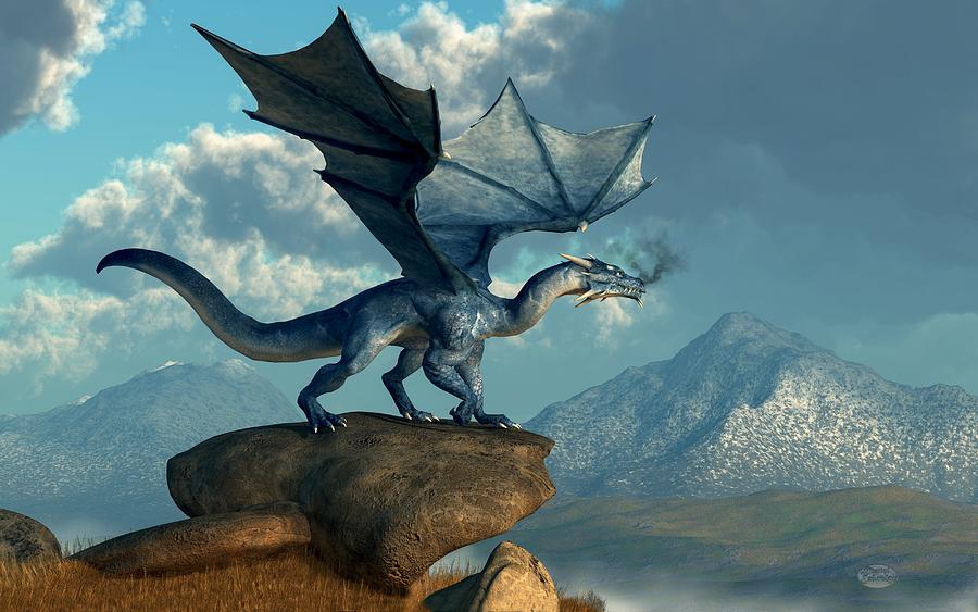 Blue Dragon Digital Art by Daniel Eskridge